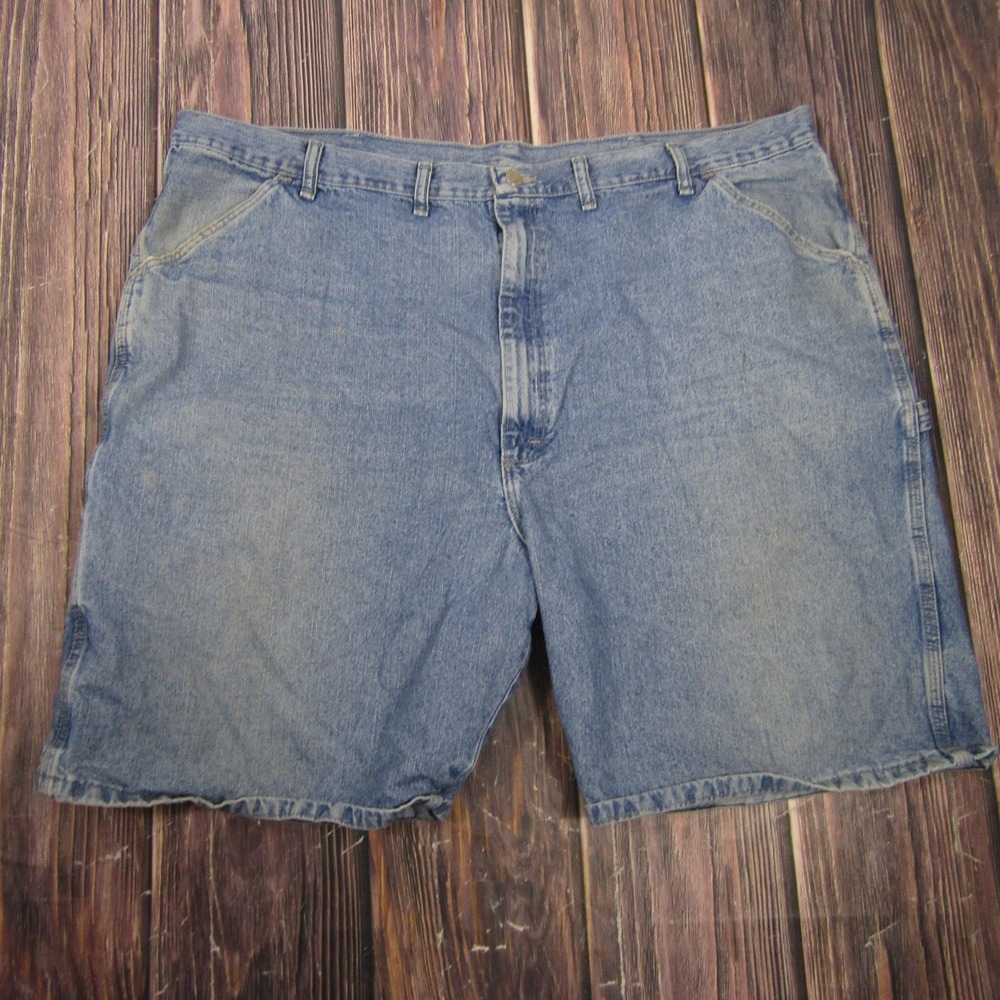 Wrangler Shorts Mens 46 Blue Denim Cargo Cotton Light Wash Relaxed 9 Inseam